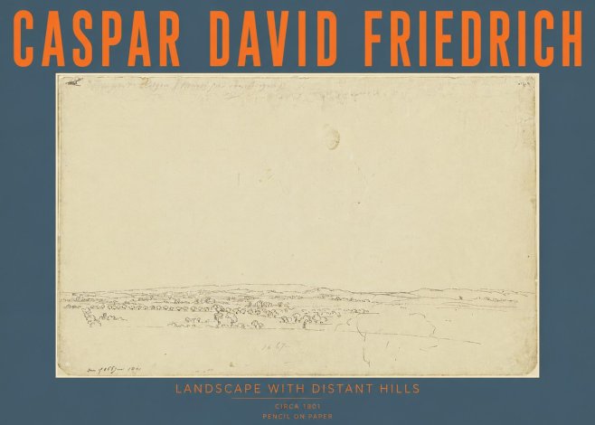 Caspar David Friedrich Landscape with Distant Hills No4 - Plakát