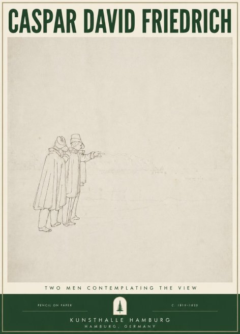 Caspar David Friedrich Two Men Contemplating the View No3 - Plakát