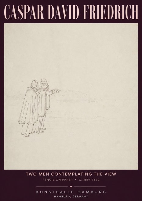 Caspar David Friedrich Two Men Contemplating the View No4 - Plakát