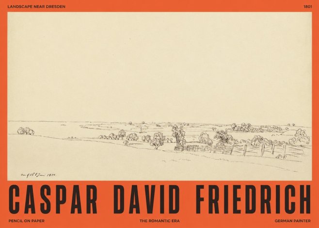 Caspar David Friedrich View of the Countryside Near Dresden No4 - Plakát