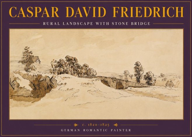 Caspar David Friedrich Rural Landscape with Stone Bridge No5 - Plakát