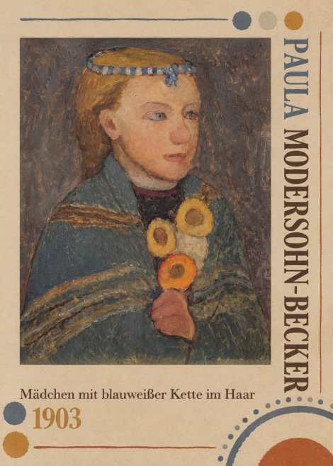 Paula Modersohn-Becker Mädchen Mit Blauweißer Kette Im Haar No4 - Plakát