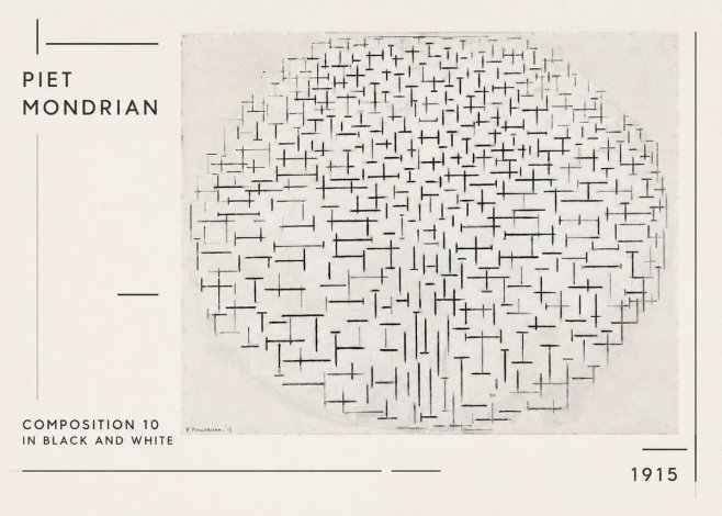 Piet Mondrian Composition 10 in Black and White No1 - Plakát