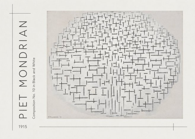 Piet Mondrian Composition 10 in Black and White No3 - Plakát