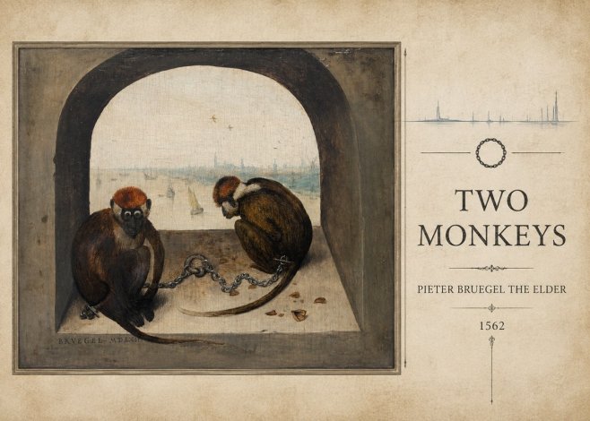 Pieter Bruegel Two Monkeys II No3 - Plakát