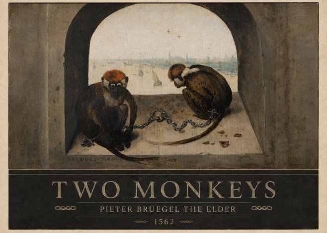 Pieter Bruegel Two Monkeys II No4 - Plakát