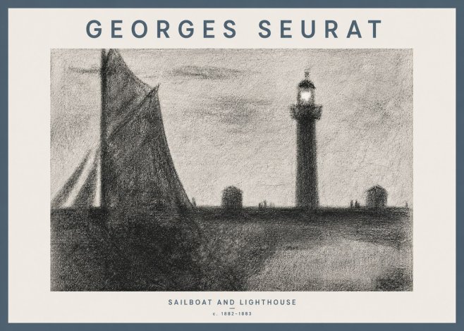 Seurat Sailboat and Lighthouse No4 - Plakát