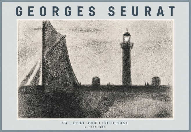 Seurat Sailboat and Lighthouse No6 - Plakát