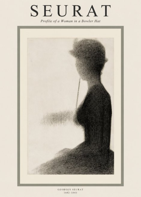 Seurat Profile of a Woman in a Bowler Hat No1 - Plakát