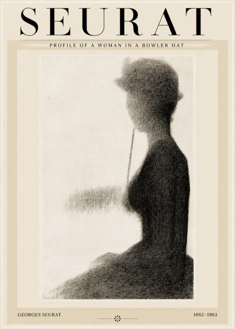 Seurat Profile of a Woman in a Bowler Hat No2 - Plakát