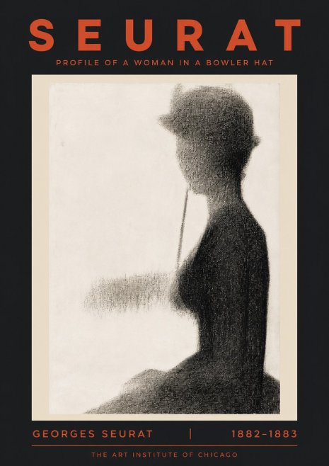 Seurat Profile of a Woman in a Bowler Hat No5 - Plakát