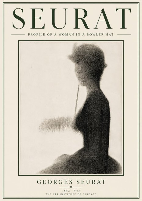 Seurat Profile of a Woman in a Bowler Hat No6 - Plakát