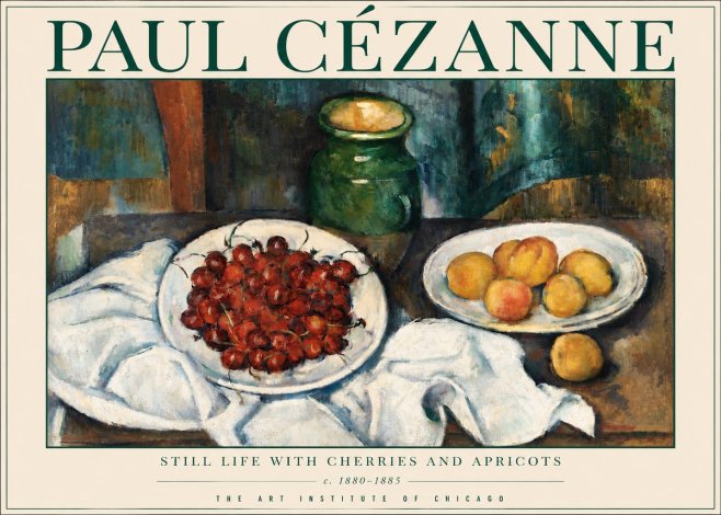 Paul Cézanne Still Life with Cherries and Apricots No3 - Plakát