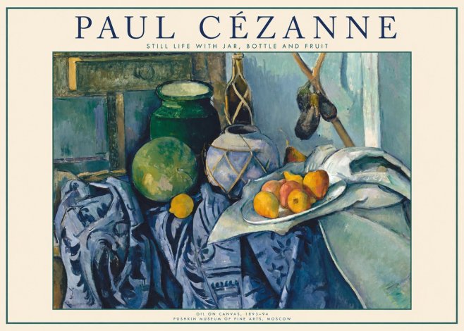 Paul Cézanne Still Life with Jar, Bottle and Fruit No1 - Plakát
