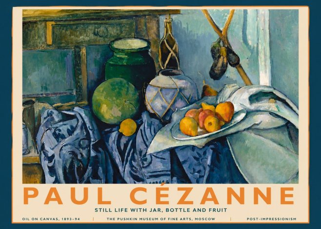 Paul Cézanne Still Life with Jar, Bottle and Fruit No3 - Plakát
