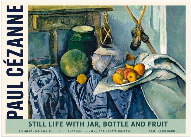 Paul Cézanne Still Life with Jar, Bottle and Fruit No4 - Plakát