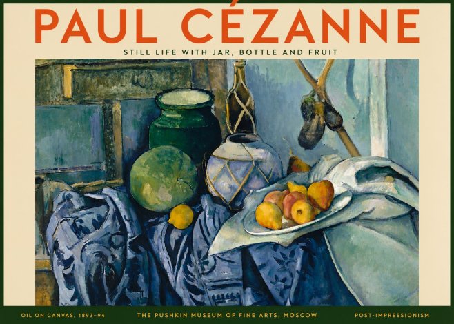 Paul Cézanne Still Life with Jar, Bottle and Fruit No5 - Plakát