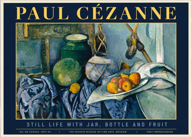 Paul Cézanne Still Life with Jar, Bottle and Fruit No6 - Plakát