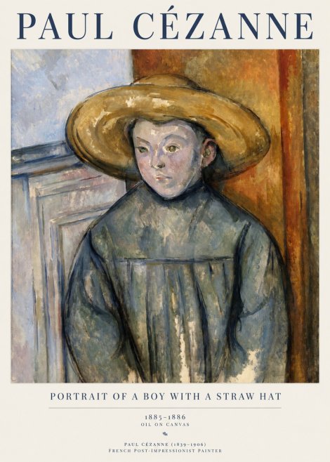 Paul Cézanne Portrait of a Boy with a Straw Hat No1 - Plakát