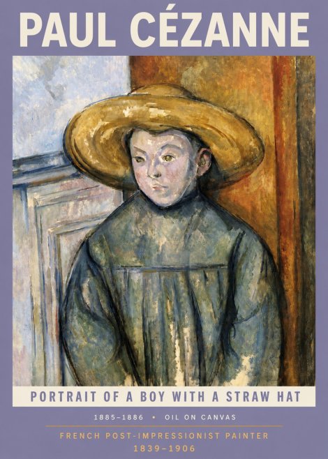 Paul Cézanne Portrait of a Boy with a Straw Hat No4 - Plakát