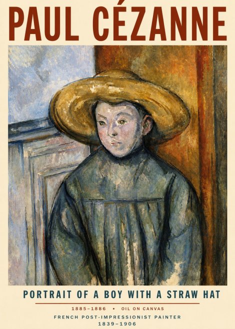 Paul Cézanne Portrait of a Boy with a Straw Hat No5 - Plakát