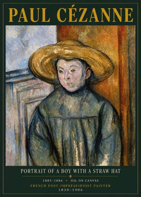 Paul Cézanne Portrait of a Boy with a Straw Hat No6 - Plakát