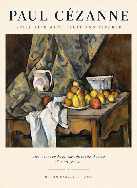 Paul Cézanne Still Life with Drapery, Pitcher and Fruit No2 - Plakát