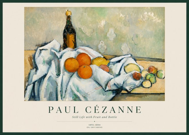 Paul Cézanne Still Life with Fruit and Bottle No1 - Plakát