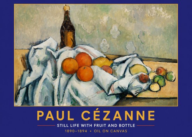 Paul Cézanne Still Life with Fruit and Bottle No2 - Plakát