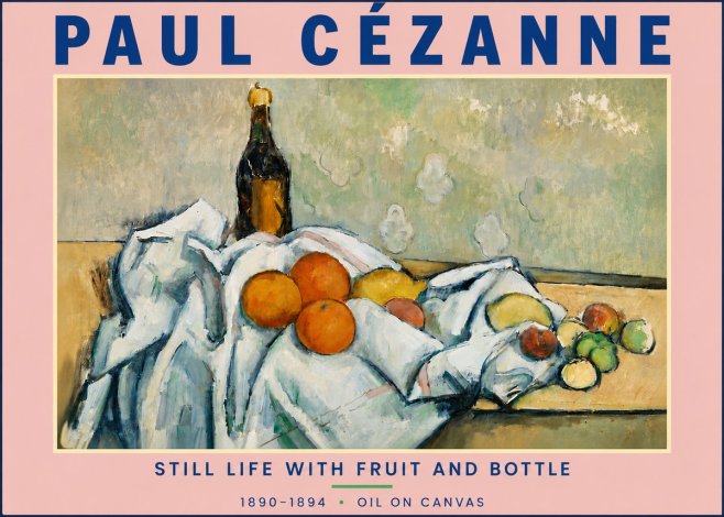 Paul Cézanne Still Life with Fruit and Bottle No4 - Plakát
