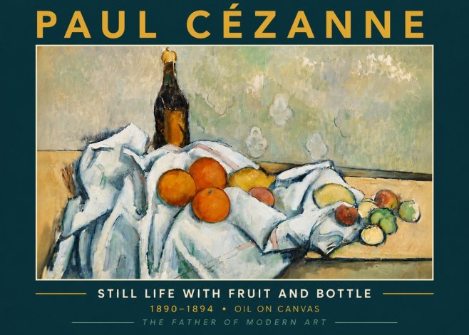 Paul Cézanne Still Life with Fruit and Bottle No5 - Plakát