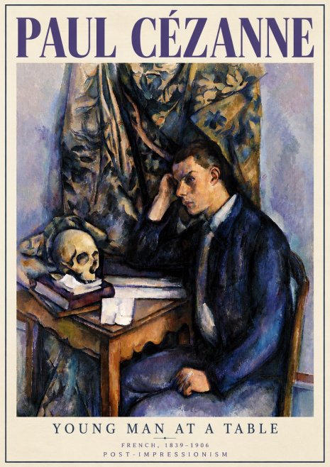 Paul Cézanne Young Man at a Table No6 - Plakát
