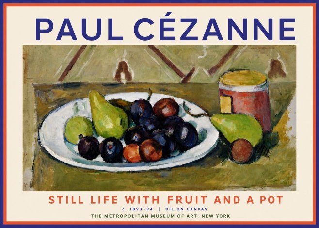 Paul Cézanne Still Life with Fruit and a Pot No2 - Plakát