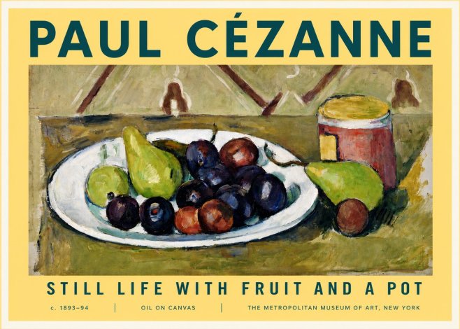 Paul Cézanne Still Life with Fruit and a Pot No3 - Plakát