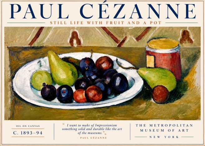 Paul Cézanne Still Life with Fruit and a Pot No4 - Plakát