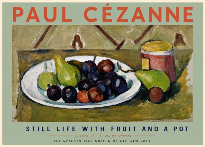 Paul Cézanne Still Life with Fruit and a Pot No6 - Plakát