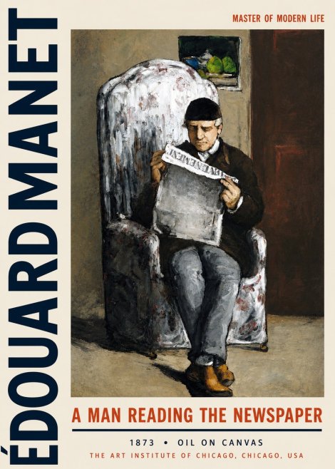 Édouard Manet A Man Reading the Newspaper No3 - Plakát