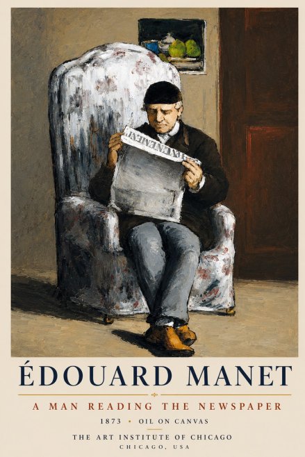Édouard Manet A Man Reading the Newspaper No4 - Plakát