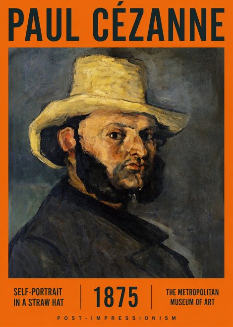 Paul Cézanne Self-portrait in a Straw Hat No2 - Plakát