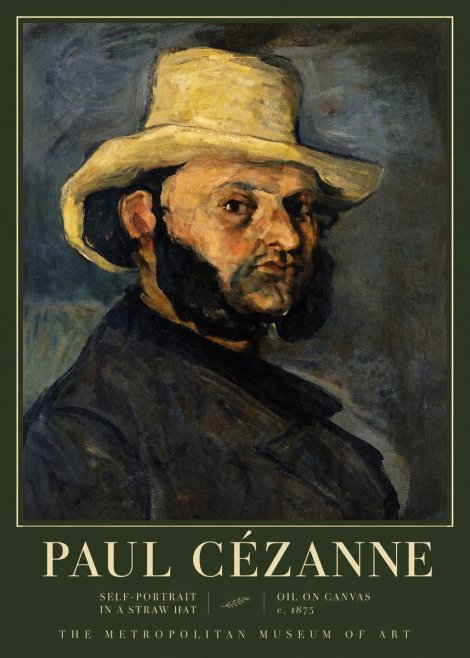 Paul Cézanne Self-portrait in a Straw Hat No3 - Plakát