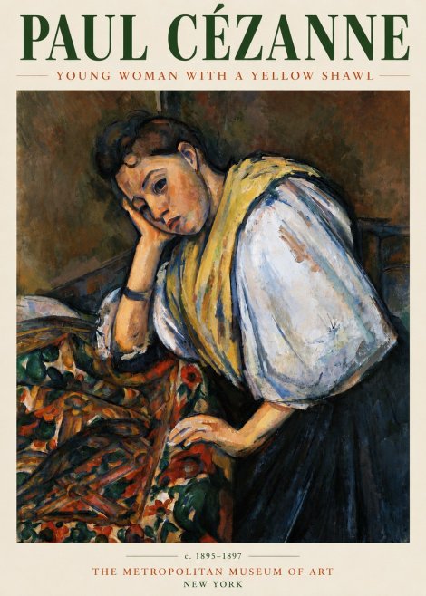 Paul Cézanne Young Woman with a Yellow Shawl No3 - Plakát