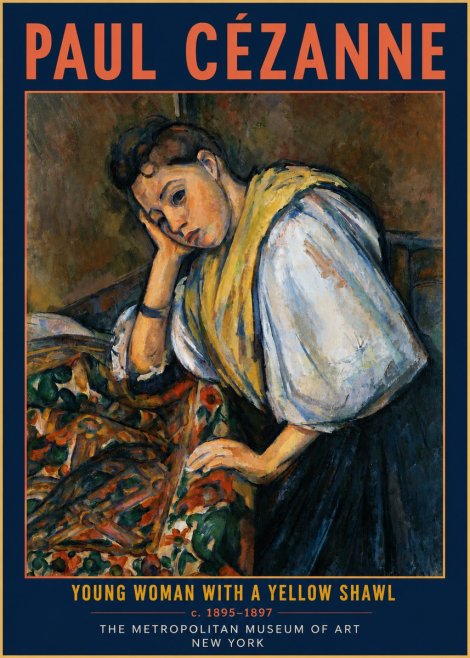 Paul Cézanne Young Woman with a Yellow Shawl No4 - Plakát