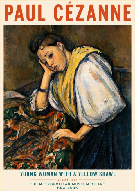 Paul Cézanne Young Woman with a Yellow Shawl No5 - Plakát