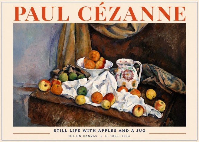 Paul Cézanne Still Life with Apples and a Jug No4 - Plakát