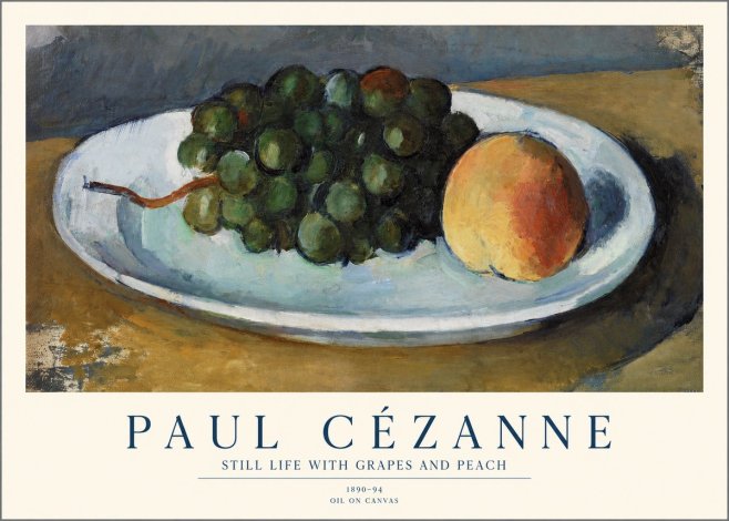 Paul Cézanne Still Life with Grapes and Peach No1 - Plakát