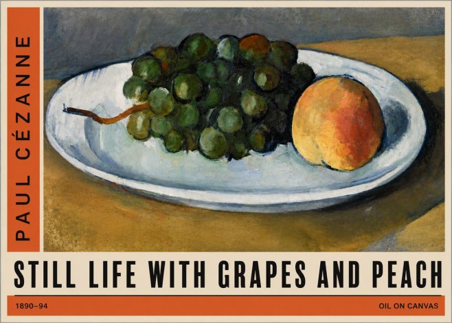 Paul Cézanne Still Life with Grapes and Peach No2 - Plakát