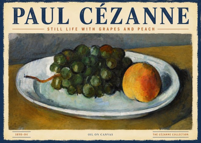 Paul Cézanne Still Life with Grapes and Peach No4 - Plakát