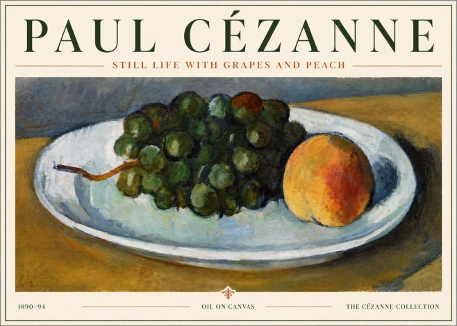 Paul Cézanne Still Life with Grapes and Peach No6 - Plakát