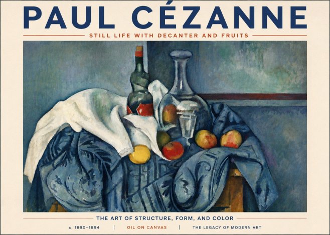 Paul Cézanne Still Life with Decanter and Fruits No6 - Plakát