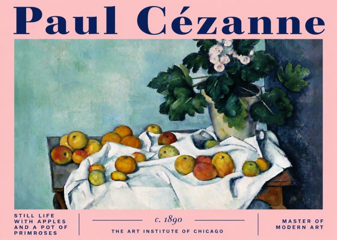 Paul Cézanne Still Life with Apples and a Pot of Primroses No4 - Plakát